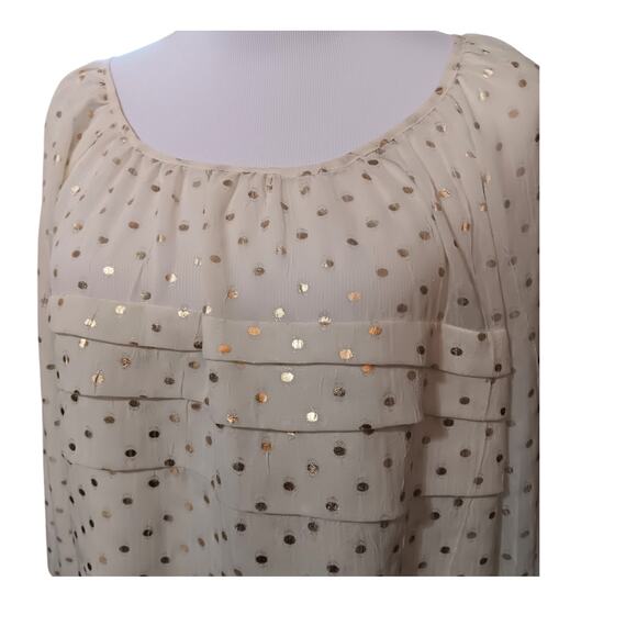 Y2K Fairycore Peasant Top Boho Blouse S Pleats Butter Yellow Gold Dots Flowy - Picture 3 of 8